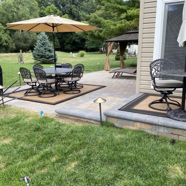 Fendt brick paver dining grill pergola patio