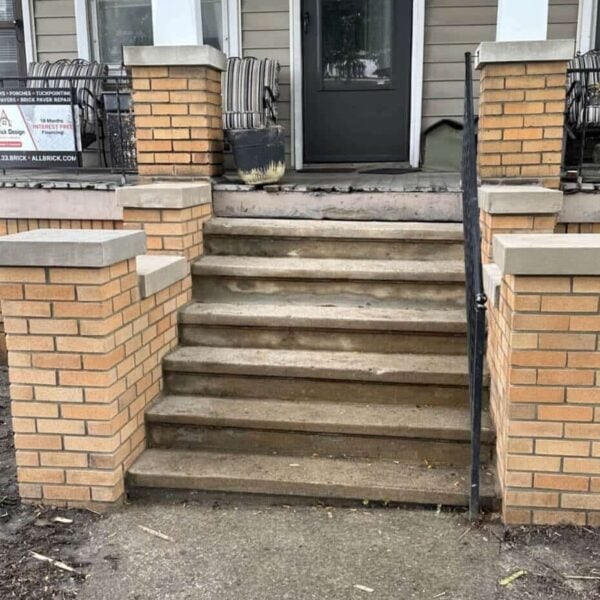Fendt brick paver front porch stairs column 2