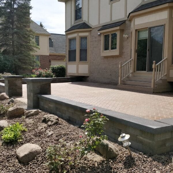 Fendt brick paver retaining wall patio landscaping