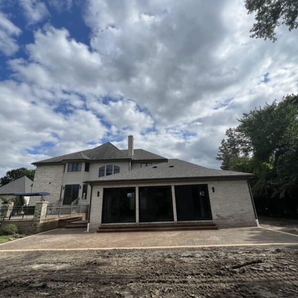 Fendt brick paver tan stepped home patio extension